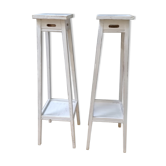 Pair of harnesses, pedestal table with plants, vintage wooden