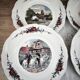 Set of 6 flat plates Sarreguemines model Obernai