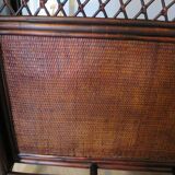 Rare vintage bar cabinet shelf wood woven rattan 80s retro