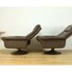 Paire de fauteuils et ottoman DS50 cuir De Sede pied tulipe gainé, rotatifs