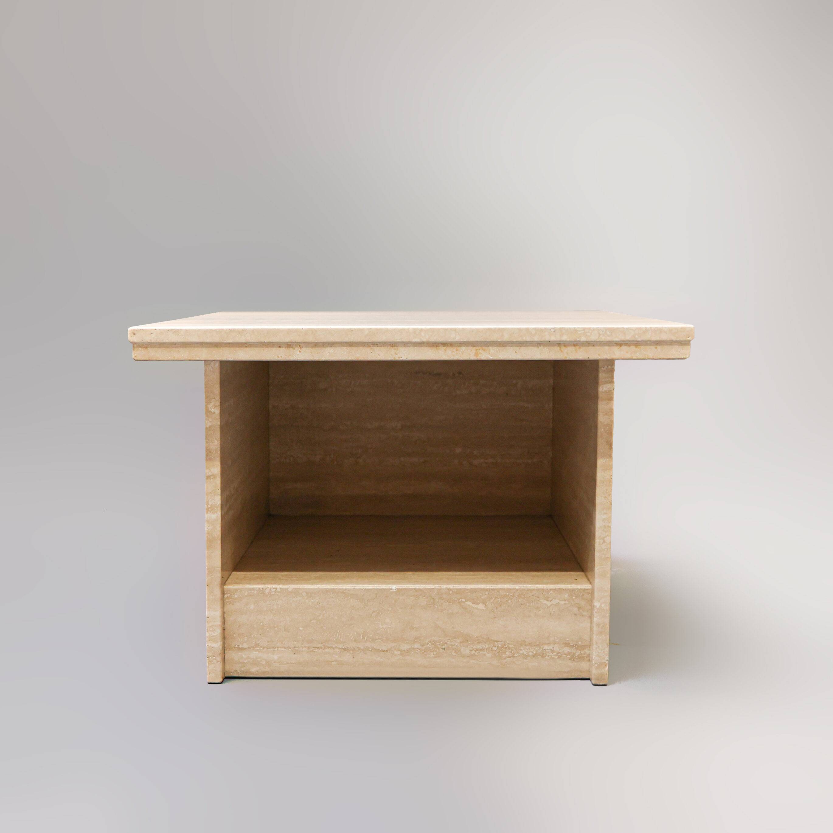 Vintage Italian travertine side table / nightstand