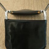 Set of 4 chairs black vintage chrome and leatherette