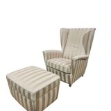 Winged armchair with footstool, 1960s.
