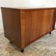 Vintage storage cabinet box on feet with sliding curtain