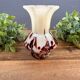 Small Art Deco Vase in Marbled Red Bordeaux Glass