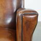 Cognac-colored sheep leather Art Deco design armchair finished with piping