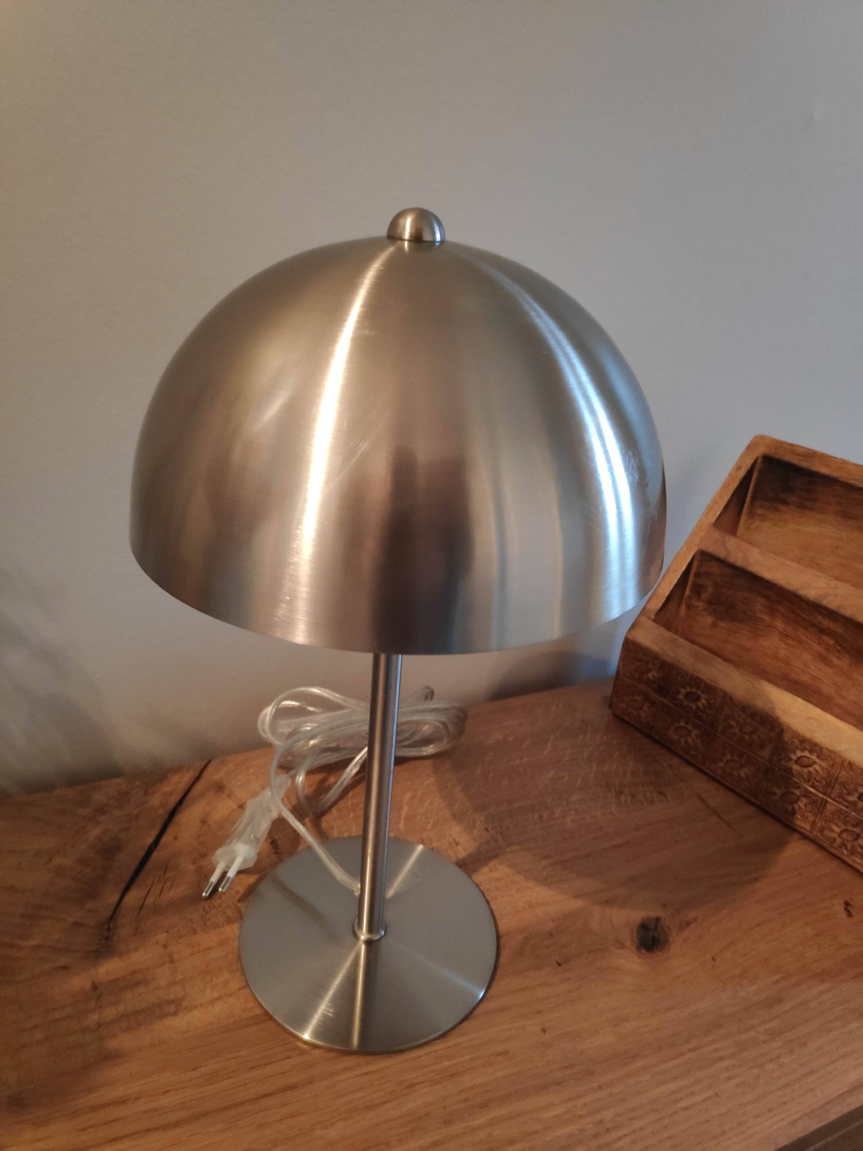 Brushed metal mushroom lamp