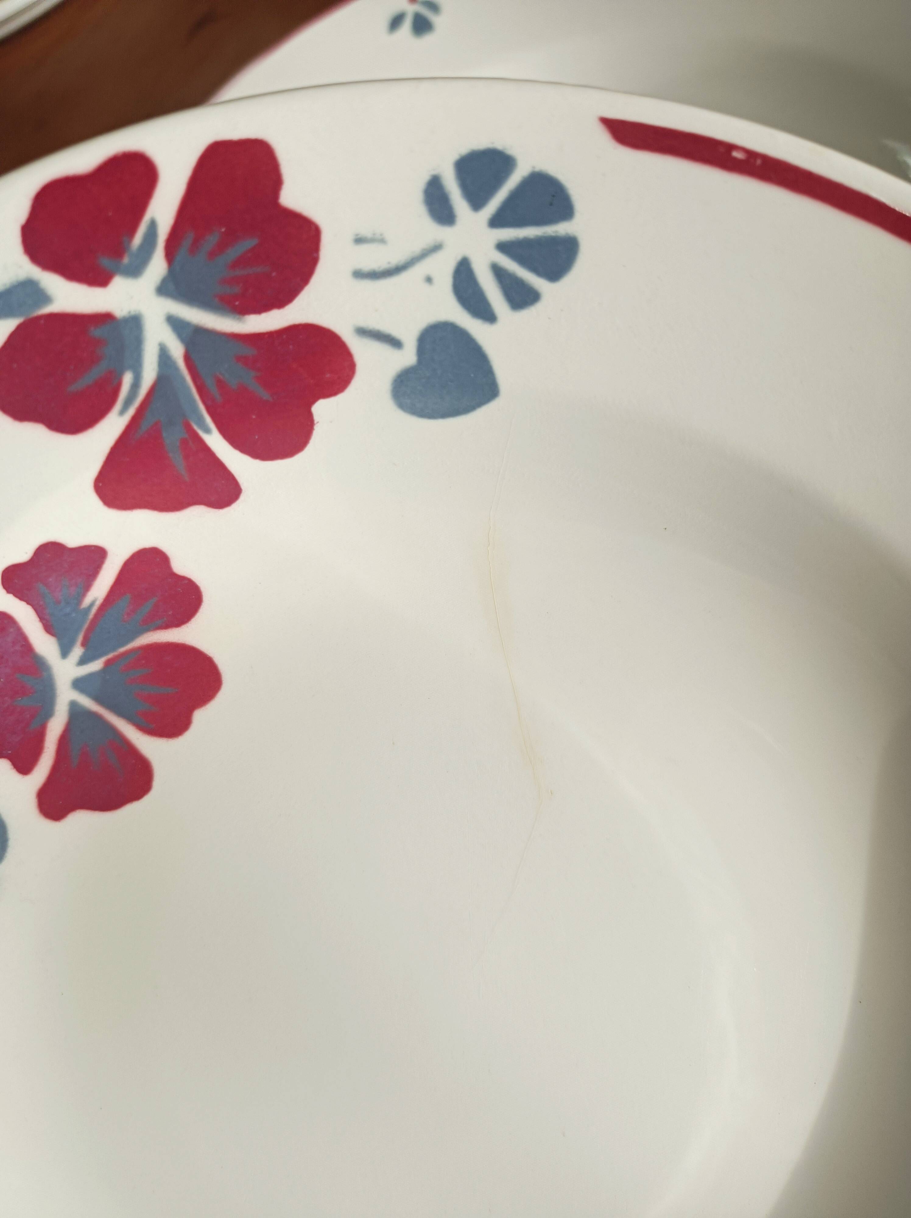 Set of 12 earthenware plates Salins, Nelly red