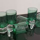 8 Emerald green wine/water glasses on foot model suede luminarc