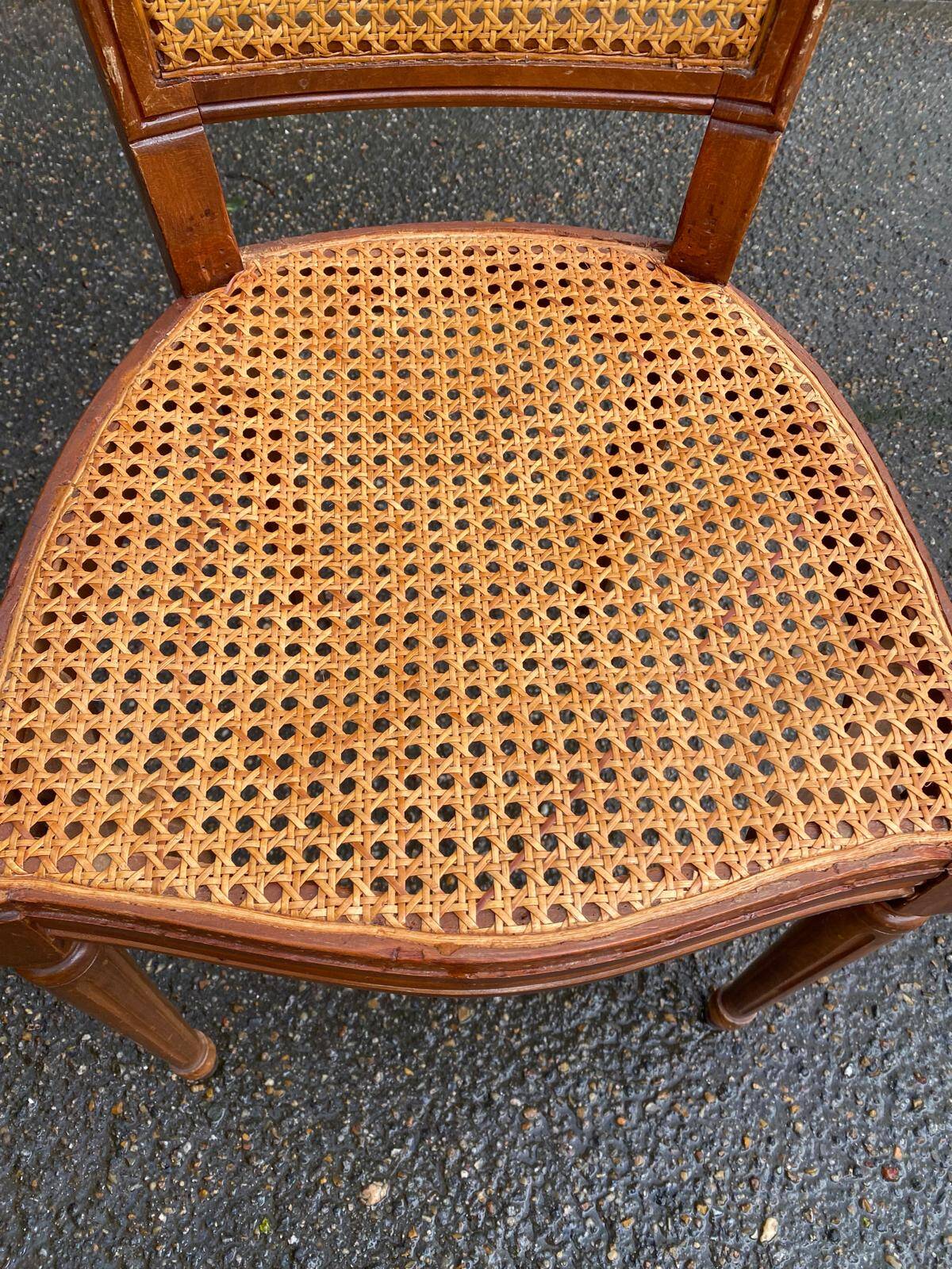 Louis XVI caned chair, solid oak, 20th century.