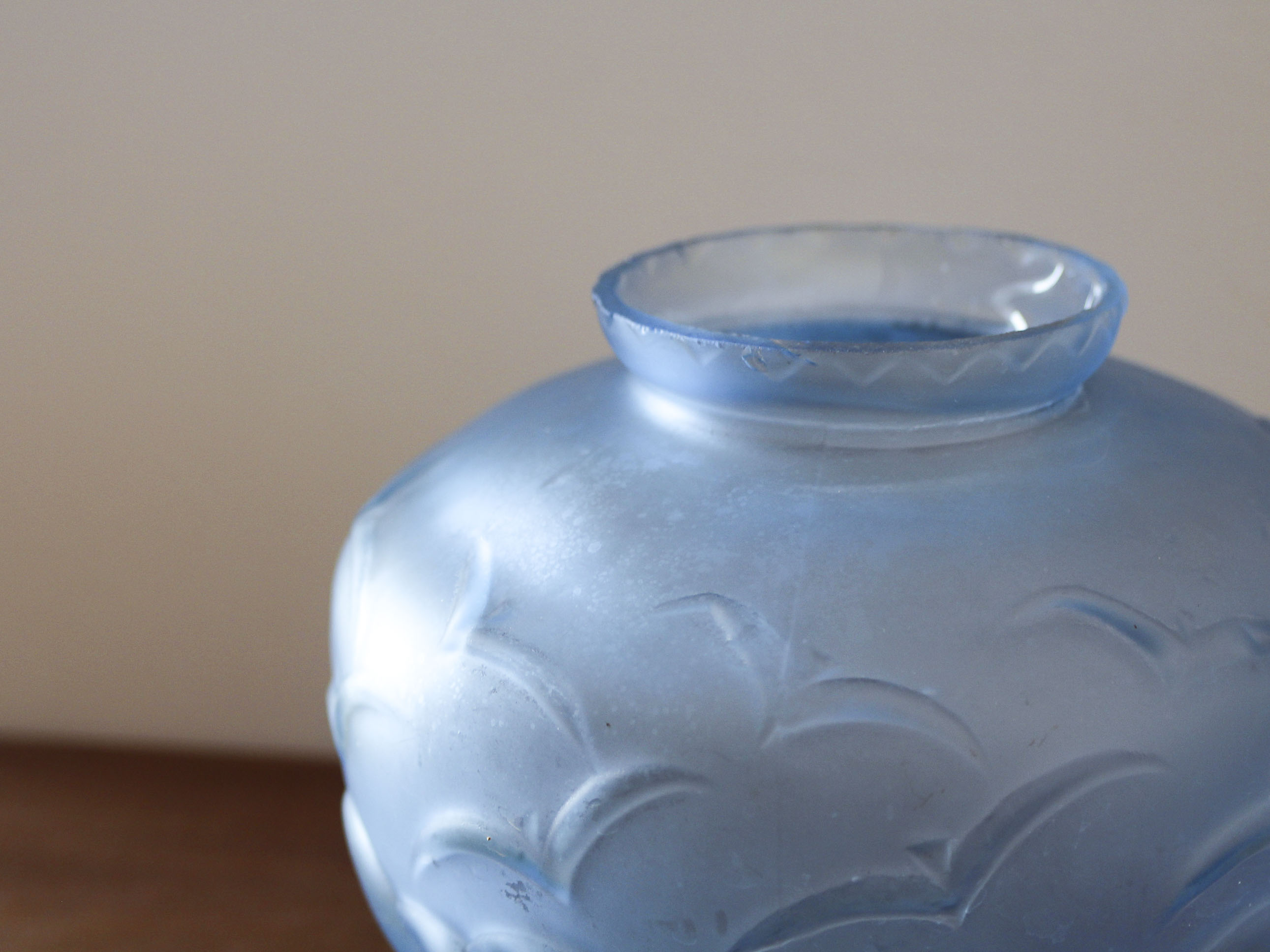 Molded glass vase marine décor 50s