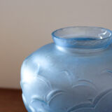 Molded glass vase marine décor 50s
