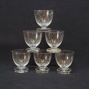 6 Verres A Liqueur / Digestif En Cristal Gravé Craquelé Craquelures