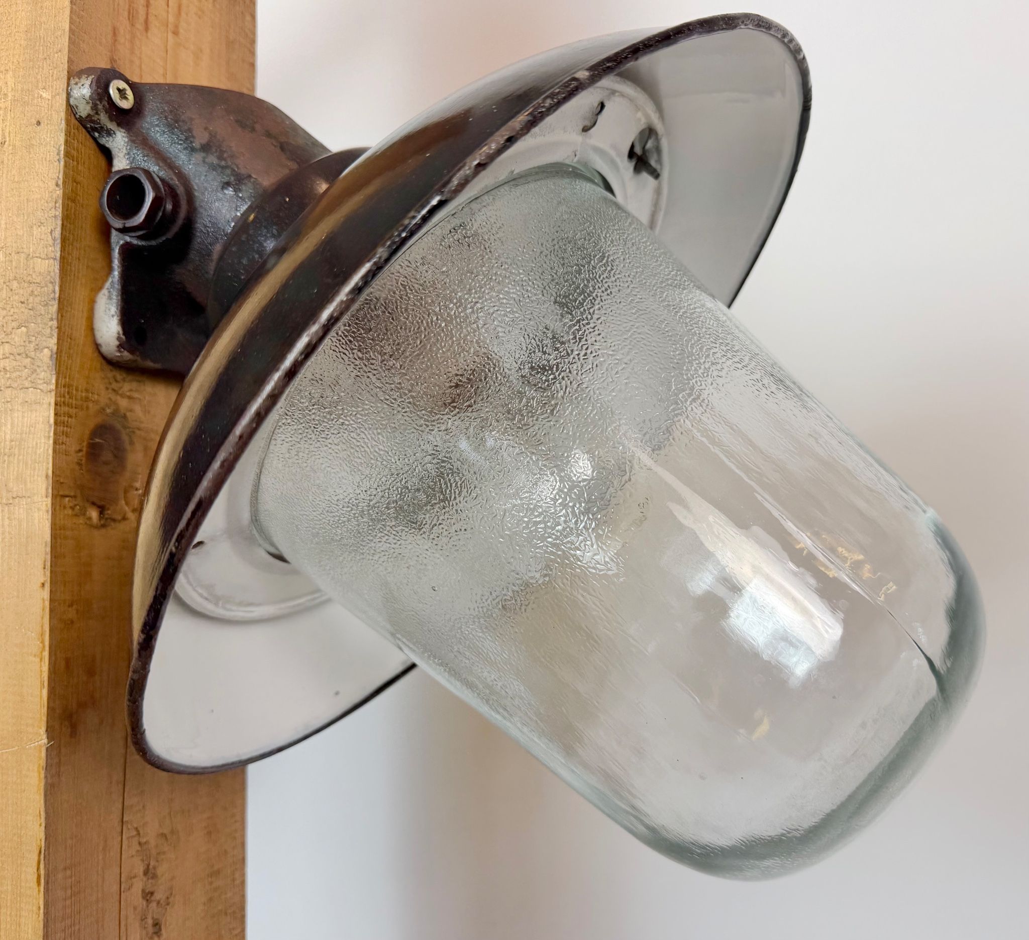 Vintage Industrial Black Enamel and Cast Iron Wall Lamp, 1960s