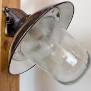 Vintage Industrial Black Enamel and Cast Iron Wall Lamp, 1960s