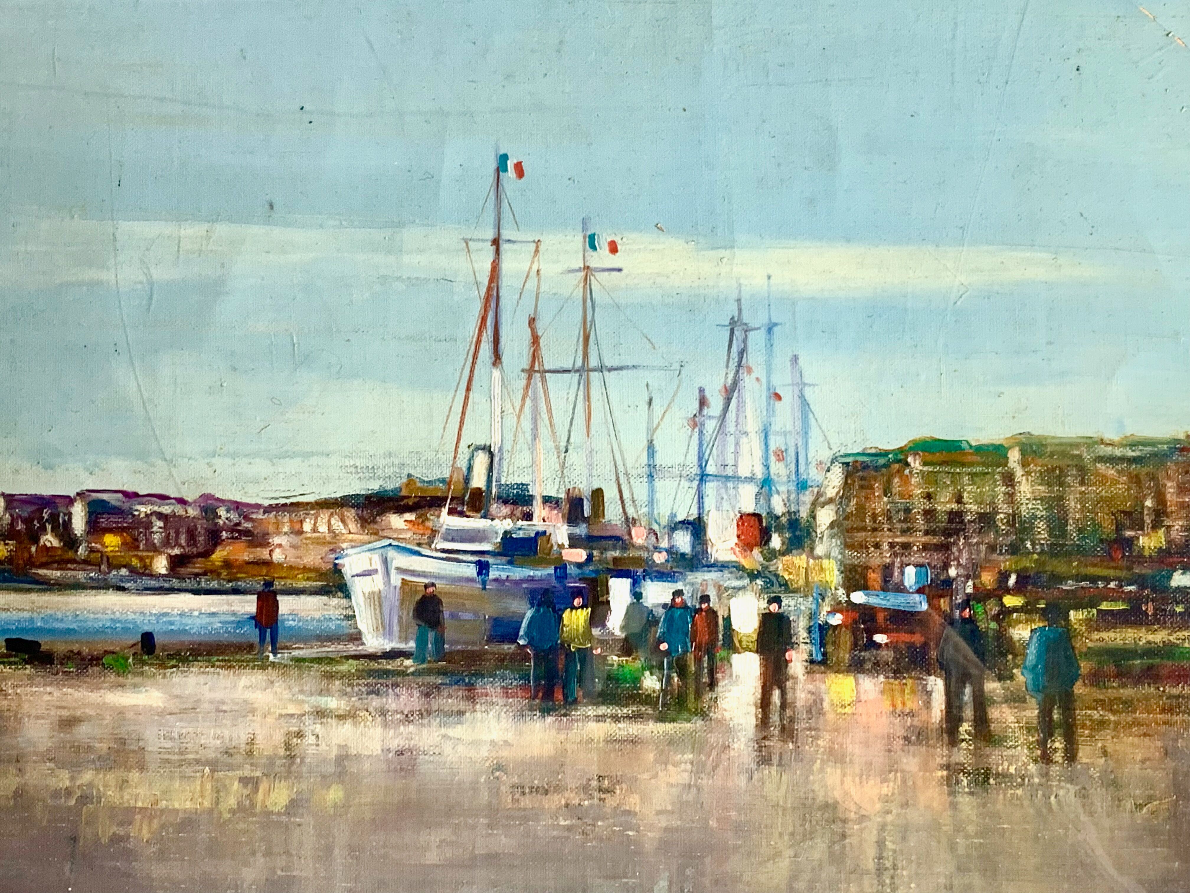 Oil on canvas framed representing the Breton port of Dahouët