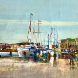 Oil on canvas framed representing the Breton port of Dahouët