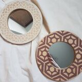 Stoneware mirror with sgraffito decoration