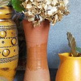 Vase "Diabolo" de potier en terre cuite vernissée vintage