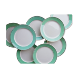 Set of flat plates mint green edge