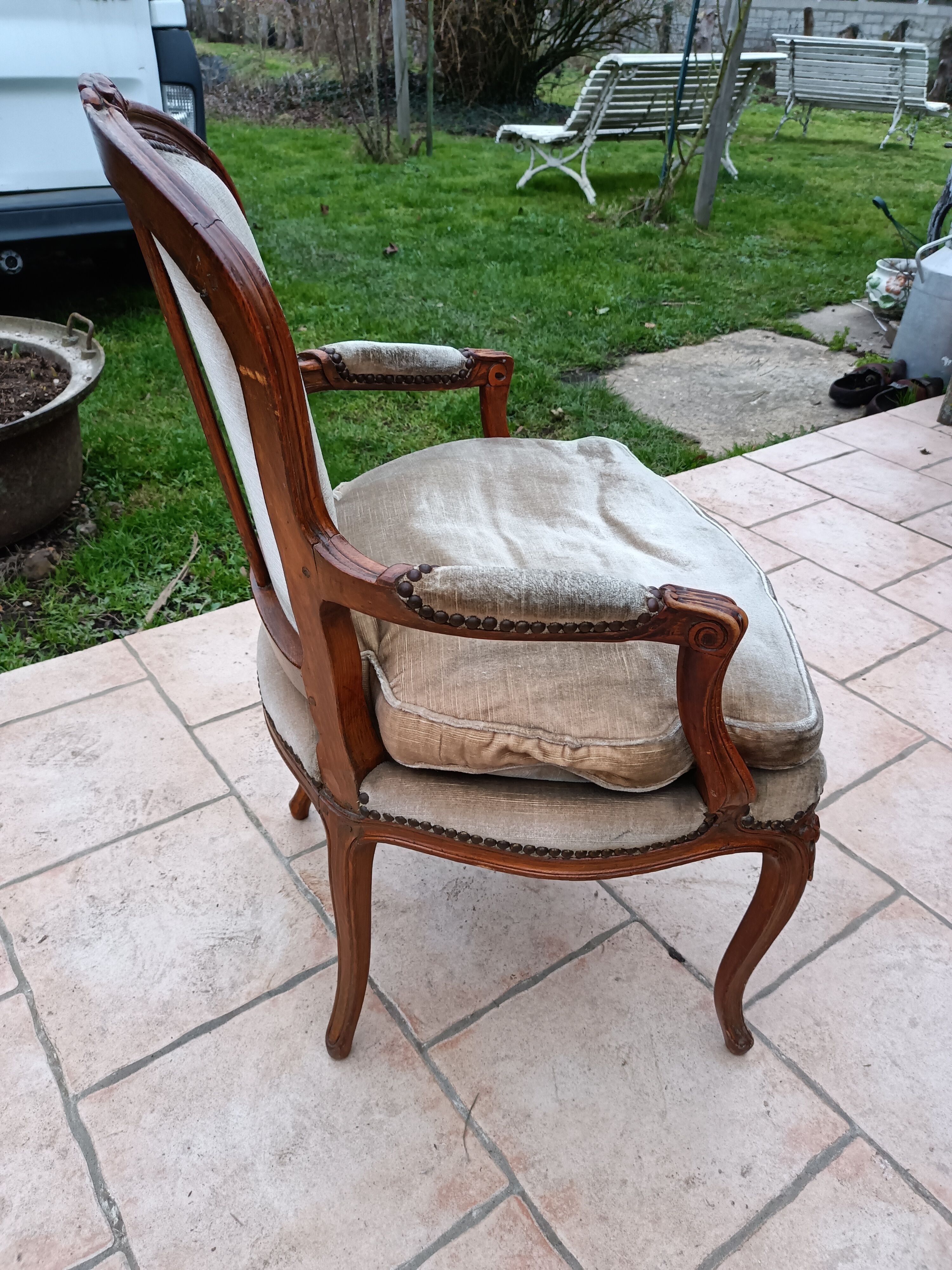 Pair of antique armchairs style Louis XV late XIXth