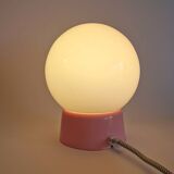 Vintage white opaline living room bedside desk lamp "Malabar"