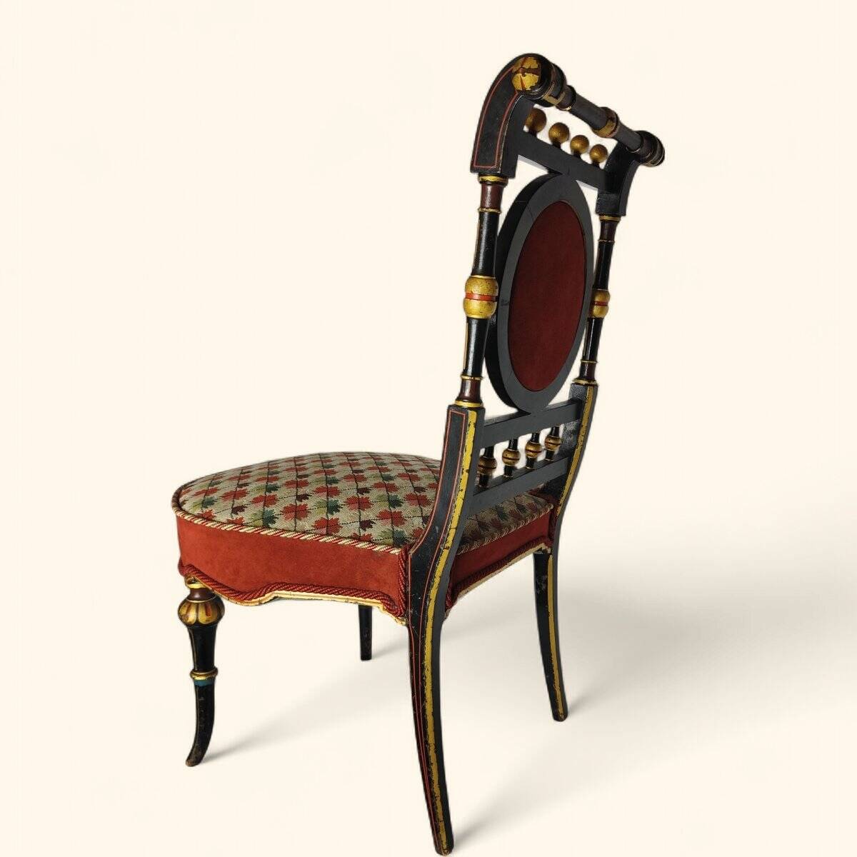 Blackened Wood Boudoir Chair - Napoleon III