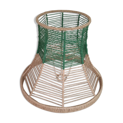 Abat-jour en fil de jute beige et vert