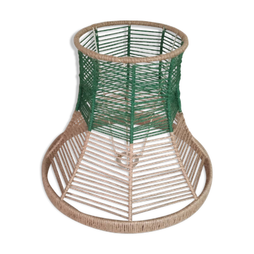 Abat-jour en fil de jute beige et vert