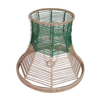 Lampshade in beige and green jute thread