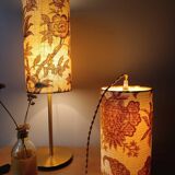 Suspension, nomadic fabric lampshade in vintage yellow floral.