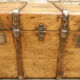 Former large wooden and iron trunk