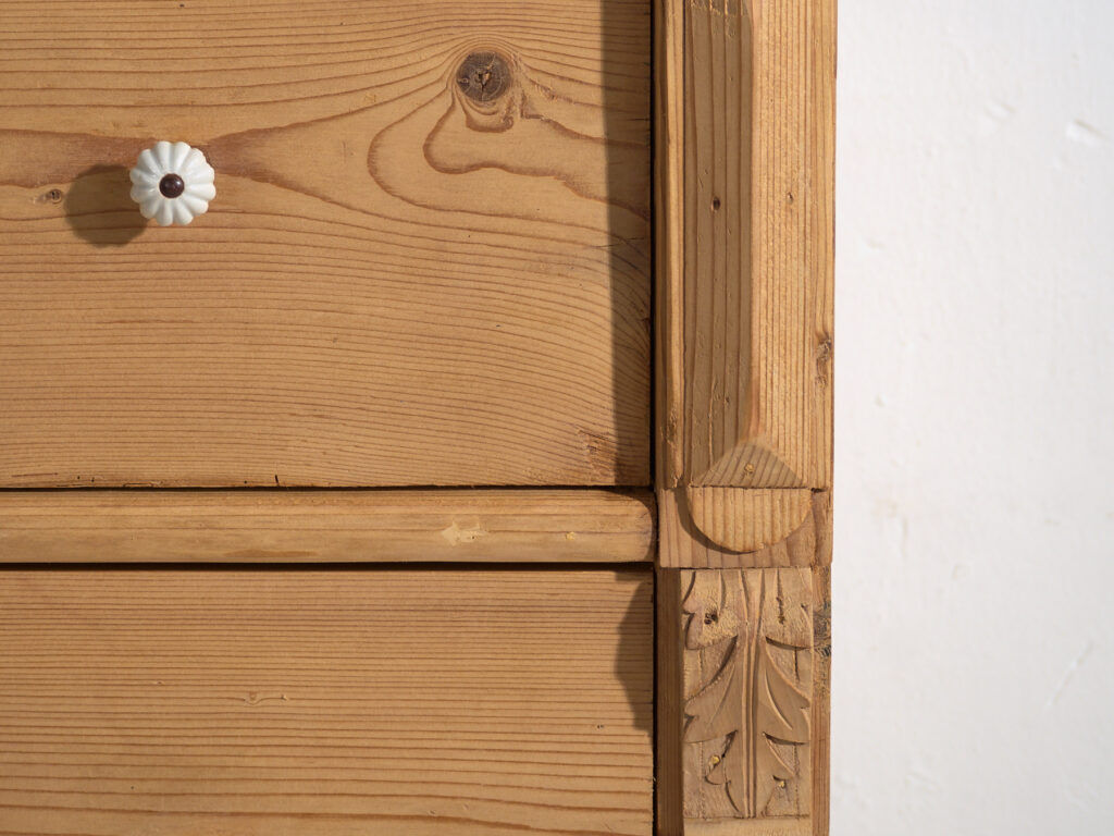 Central European high chest of drawers with four washed pine drawers – Central Europe, around 1900