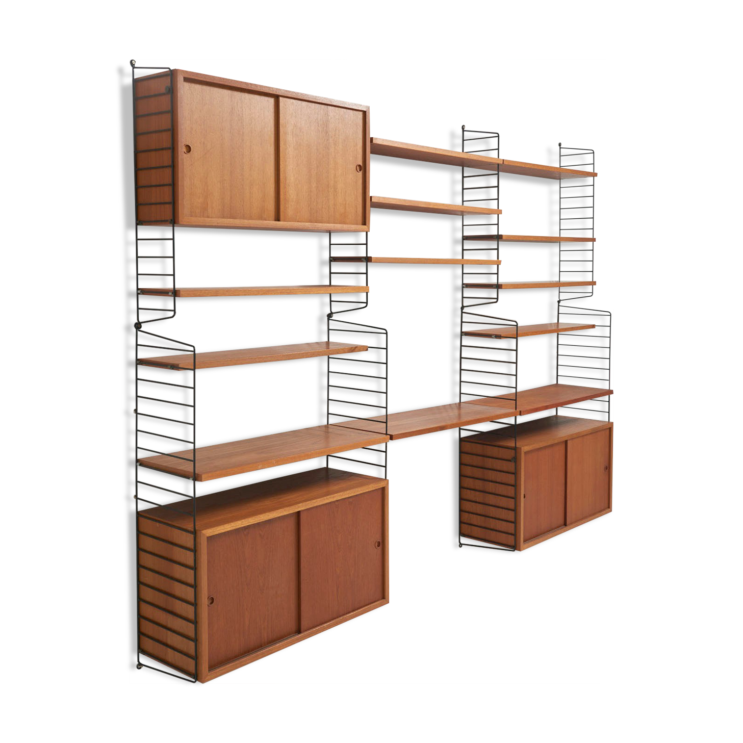 Original String Wall System in Teak by Nisse Strinning, Sweden - 1950's