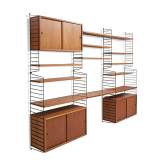 Original String Wall System in Teak by Nisse Strinning, Sweden - 1950's