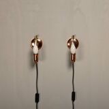 Ensemble d'appliques murales vintage danoises modernes en laiton et cuivre, années 1950