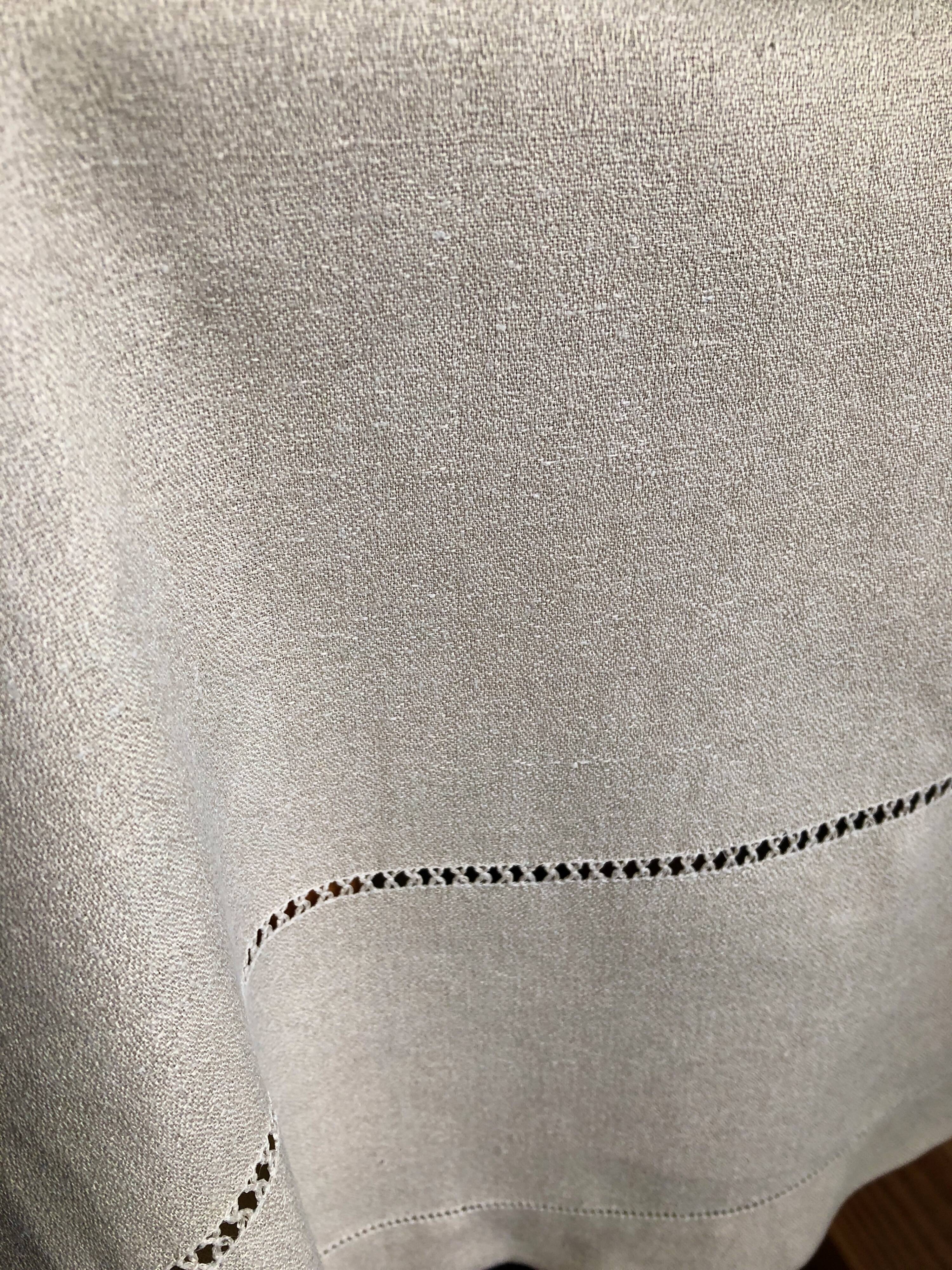 Antique linen tablecloth and whipped cream silk