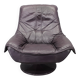 Italian dark purple leather swivel lounge chair, 1980s