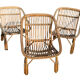 3 fauteuils en rotin, France années 60