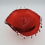 Red blown glass bowl