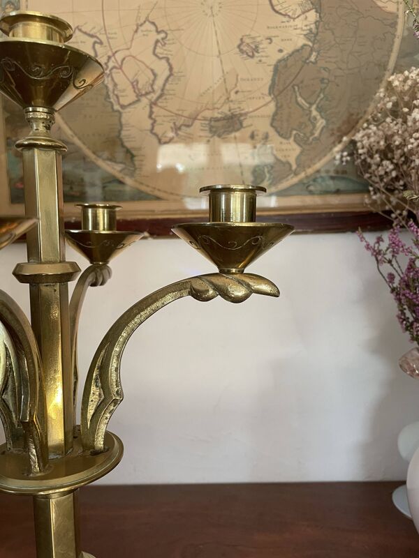 Chandelier tripode en laiton massif
