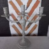 Taupe linen patinated candle holder