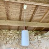 Scandinavian Pendant Lamp in Teak and Opaline, Circa 60´s