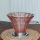 Art Deco cornucopia vase, centrepiece, bowl - blown glass & chrome 1930