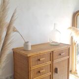 Vintage rattan chest of drawers