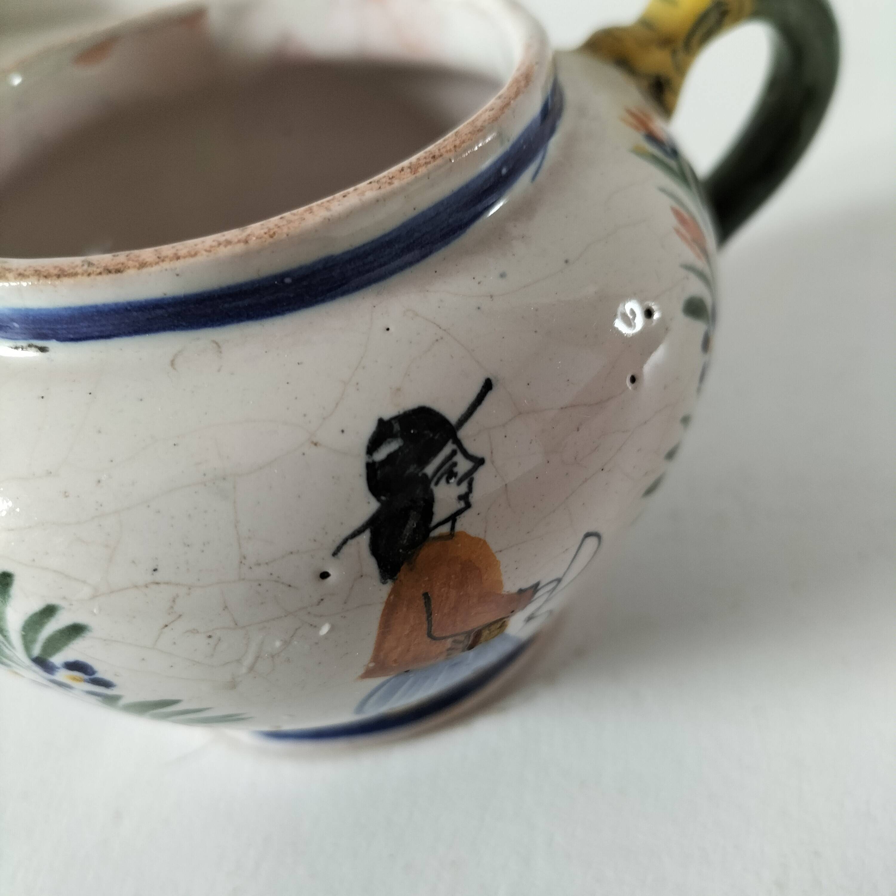 Small pot with dragon handles HENRIOT Quimper