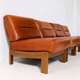 Brutalist 7-piece cognac leather modular sofa