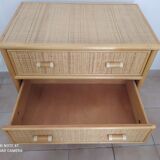 Commode en osier et rotin vintage