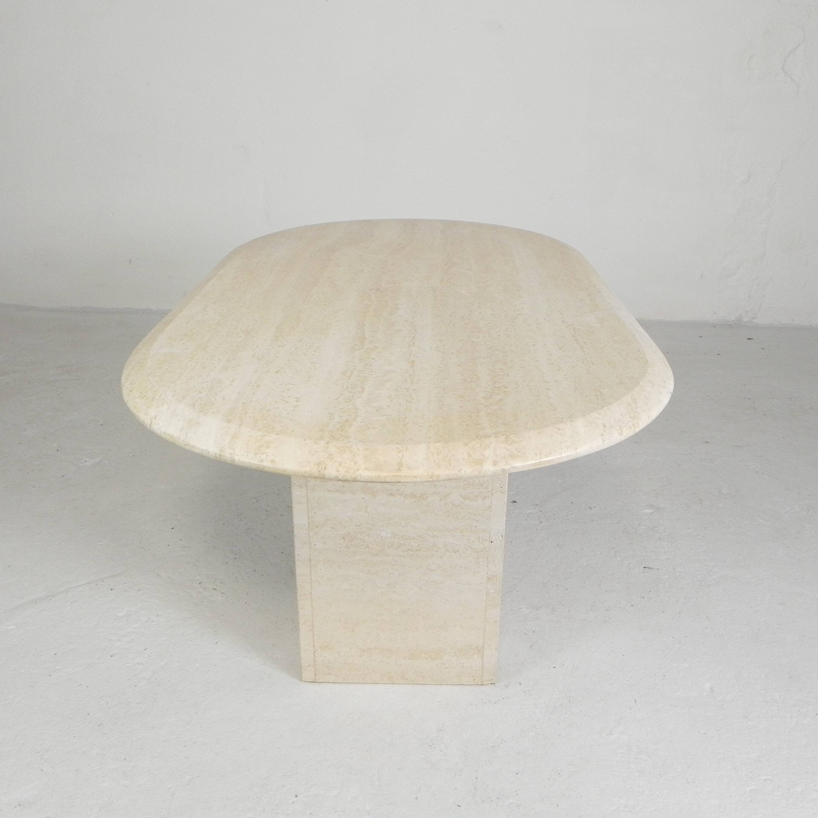 Mid-Century travertine coffee table with an oval top, 1970s.