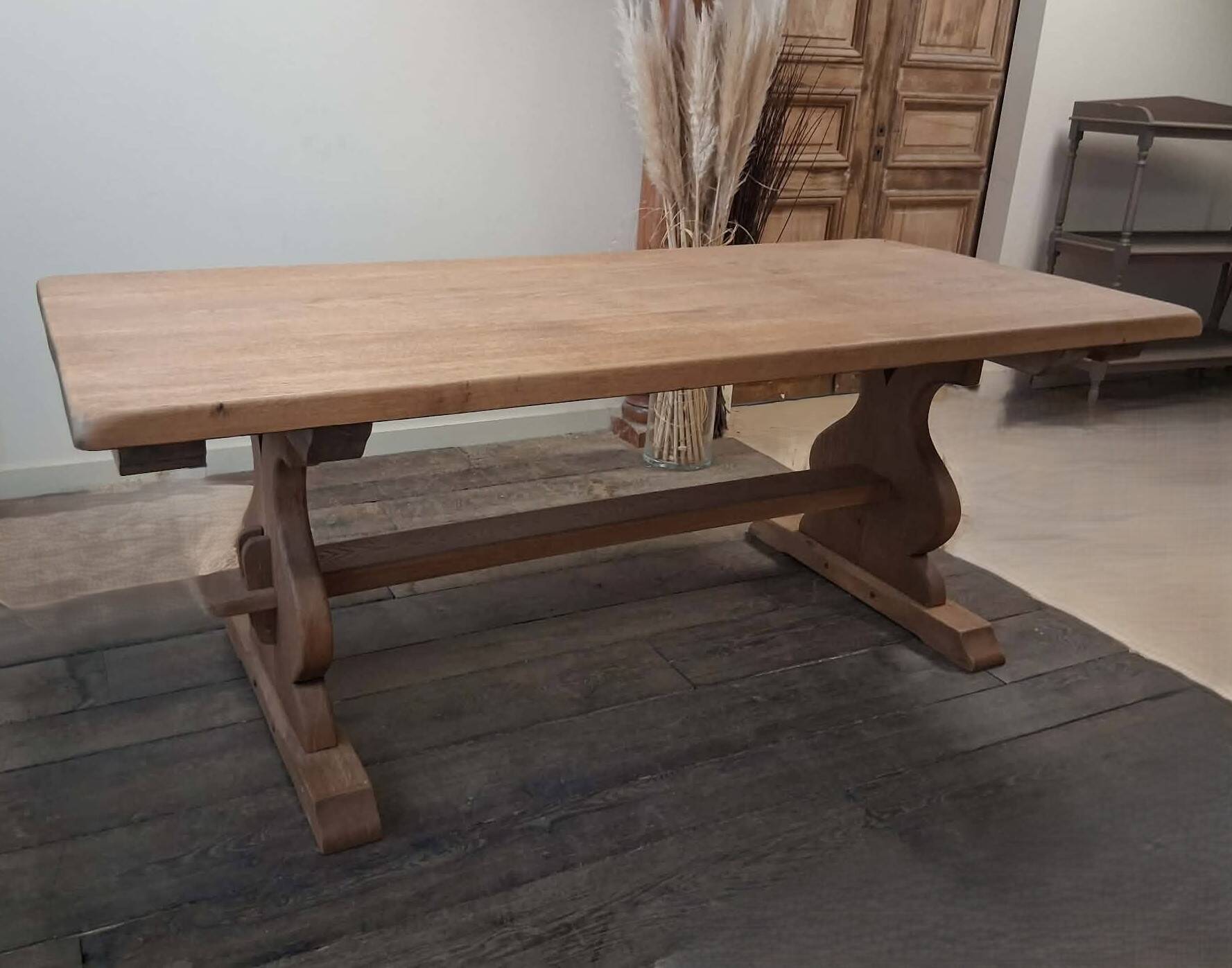 Monastery table with extension solid oak wood